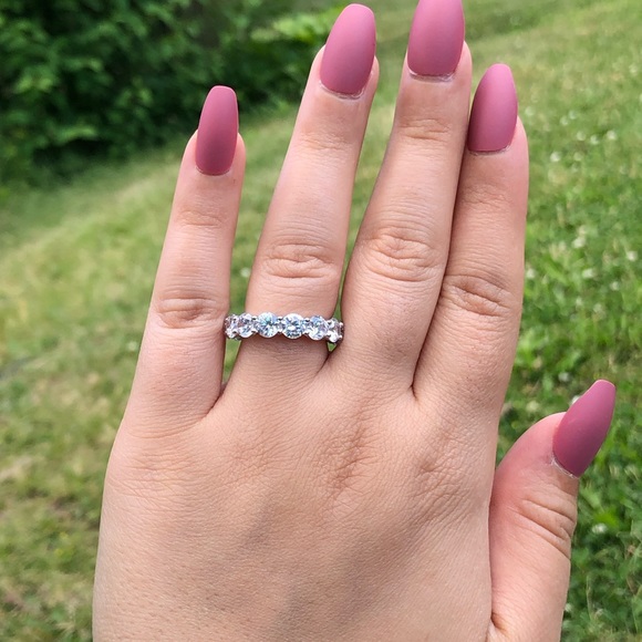 925 Sterling Silver Round Wide Full Eternity Band - Picture 6 of 13